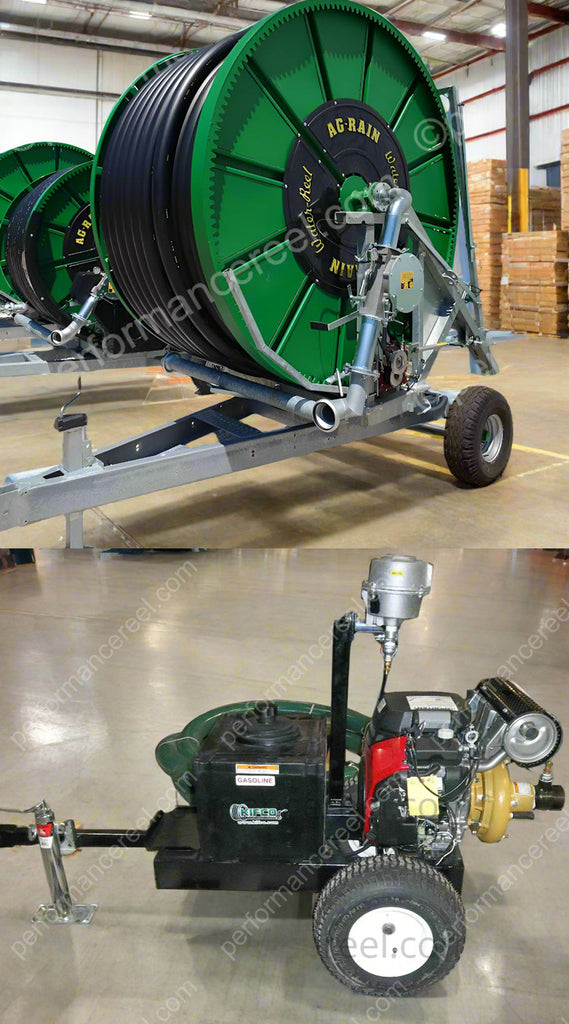 Kifco T27 X 980 Ag-Rain Water Reel With Nelson SR100 2.7" ID x 980' & Kifco 23HP Self Priming Pump Package